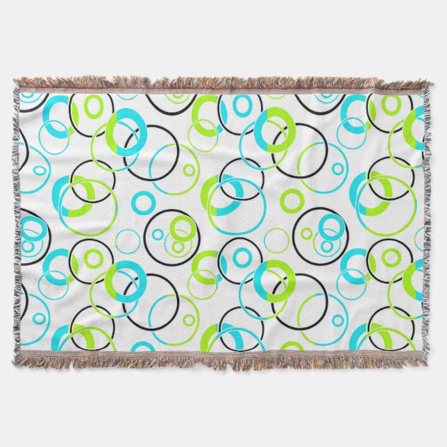 Couverture blue green and black rings and circles on white  (Devant)