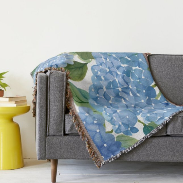 Couverture Blue Hydrangeas | Beau Floral Bush (Créateur téléchargé)