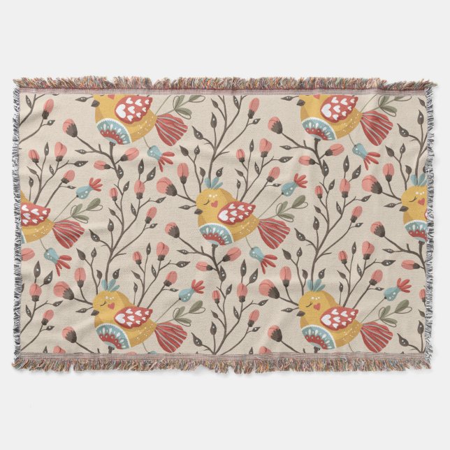 Couverture Bohème et Fleurs Motif - Inspiré par la nature (Devant)
