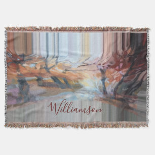 Couverture Bohème Personnalisée Automne Nature Arbres Rayures
