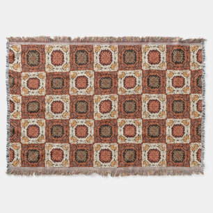 Couverture Boho Crochet Granny Square Floral Rétro 