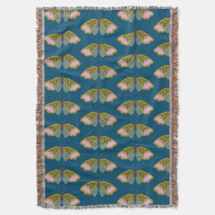 Couverture Boho Floral Butterfly Illustration Patter Blue