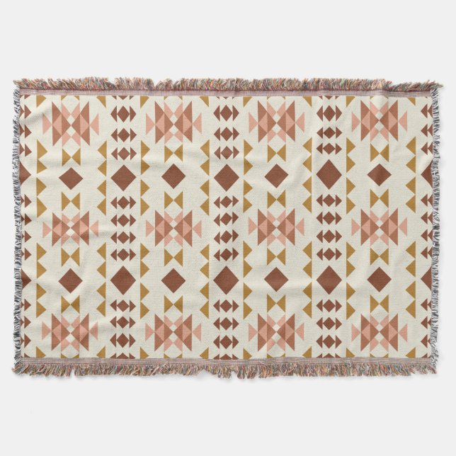 Couverture Boho Rustique Brown Terre Tone Motif tribal (Devant)