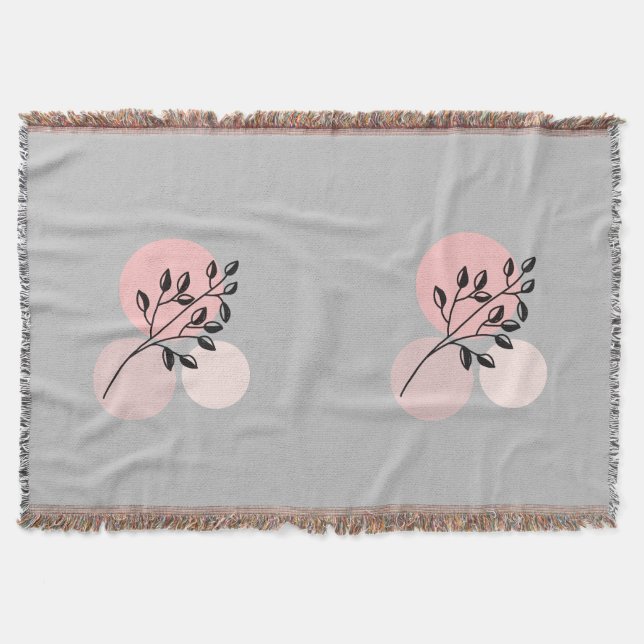 Couverture Boho Zen Botanique Sur Cercles Rose & Lilac (Devant)