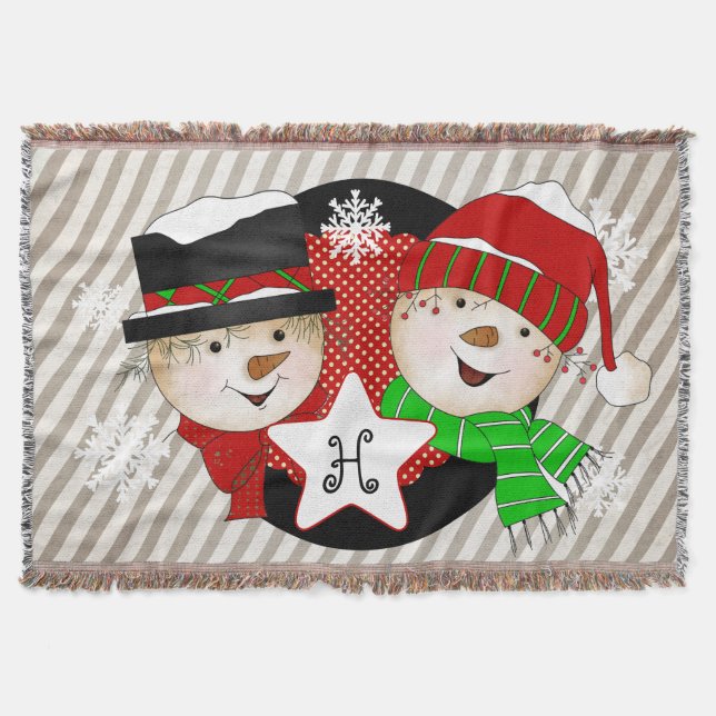 Couverture Bonhommes de neige initiaux de monogramme sur le (Devant)