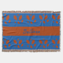 Botanique Joli Feuilles Brown sur Royal Blue Desig
