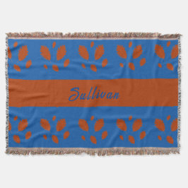 Couverture Botanique Joli Feuilles Brown sur Royal Blue Desig