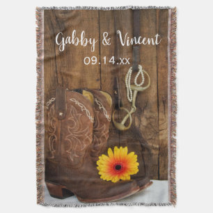 Couverture Bottes de cowboy, marguerite et cheval Mariage occ