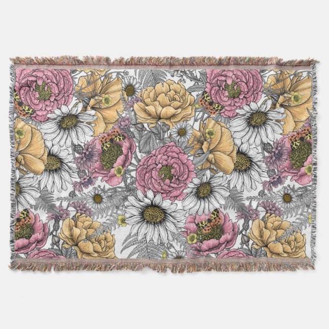 Couverture Bouquet de fleurs - roses, pivoines, marguerites e (Devant)