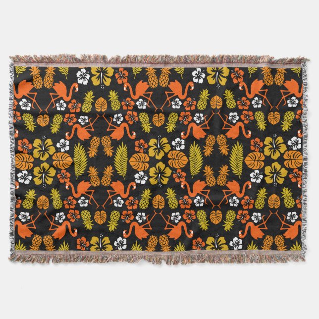 Couverture Bright Orange Floral Tropical Motif (Devant)