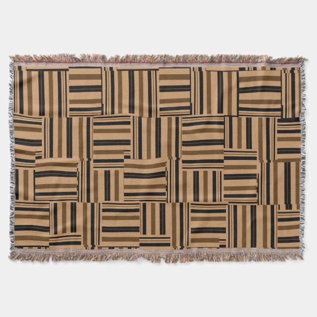 Couverture Brown contemporain et noir rayures lancer couvertu (Devant)