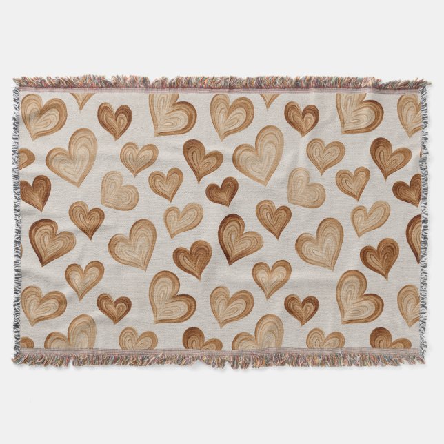 Couverture Brown Cream Hearts Stripes (Devant)