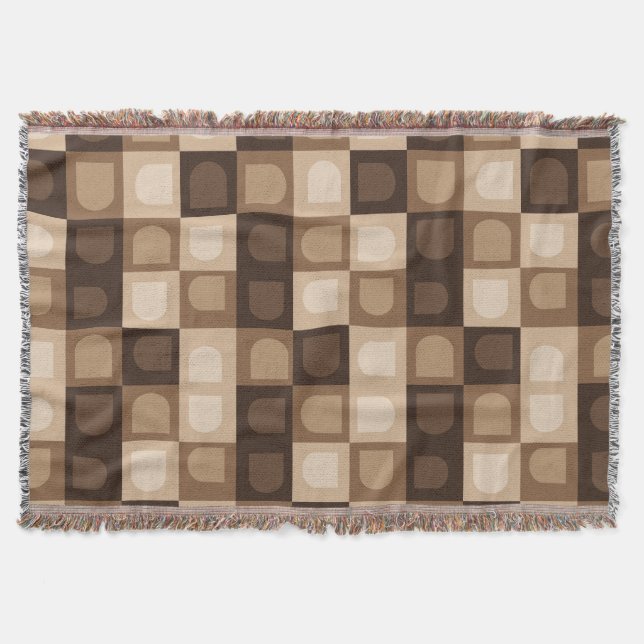 Couverture Brown moderne Boho Arch Motif Aztèque géométrique (Devant)