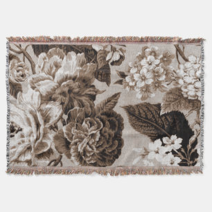 Couverture Brun blanc noir Toile floral vintage No.1 de sépi