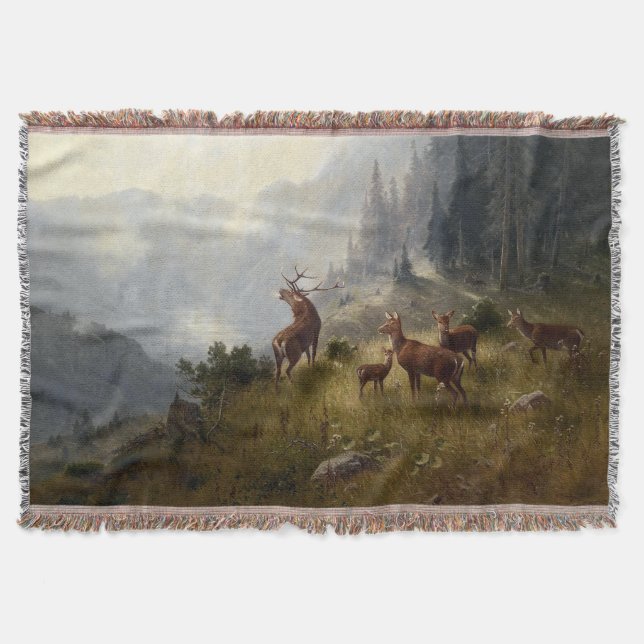 Couverture Buck & Doe Deer Herd Dans Paysage Forestier (Devant)