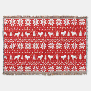 Couverture Bulldog Silhouettes Noël Motif de Noël Rouge
