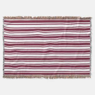 Couverture Burgundy rouge et blanc bonbons rayures
