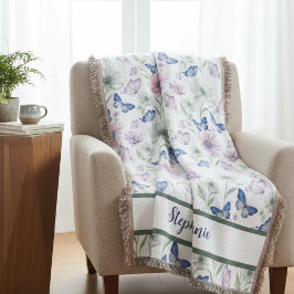 Couverture Butterfly Floral Pattern Throw Blanket