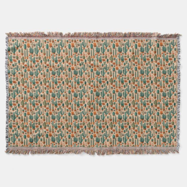Couverture Cactus pointillés du sud-ouest avec Tassels (Devant)