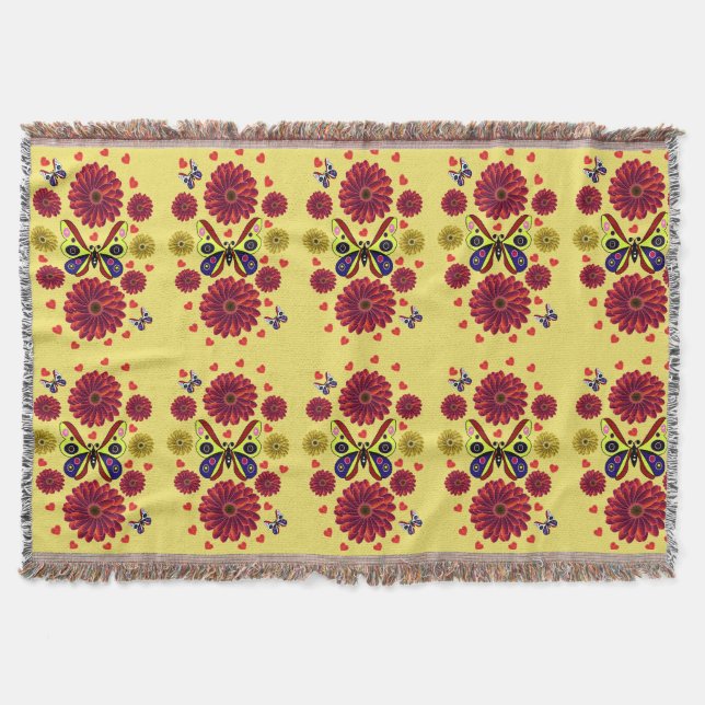 Couverture Cadeau Floral Papillon Printanier Personnalisé (Devant)