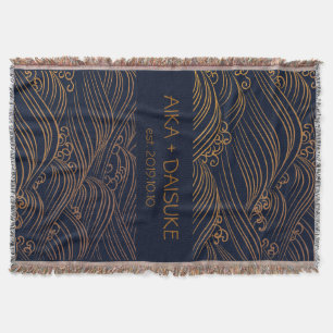 Couverture Cadeau Mariage personnalisé Motif japonais Waves