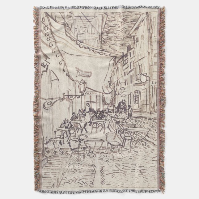 Couverture Café Terrasse en soirée, Dessin d'art, Van Gogh (devant Vertical)