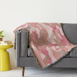 Couverture Camouflage Rose Gold Blush Pink Camo Motif de l'ar