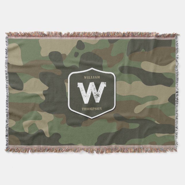 Couverture Camouflage vert Camo Motif de l'armée Monogramme (Devant)