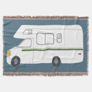 Couverture Campeur vintage doux rv de Motorhome sur le bleu