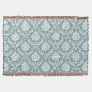 Couverture Canard Rococo Motif Damassé Œuf Bleu+Turquoise