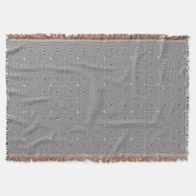 Couverture Carré noir et blanc motif géométrique transparent (Devant)
