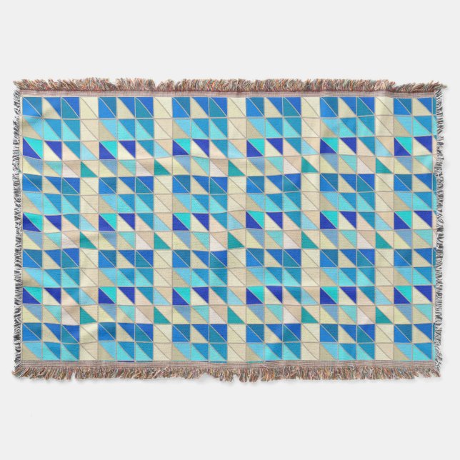 Couverture Carreaux de mosaïque - cobalt, beige et aqua (Devant)