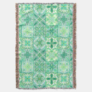 Couverture Carreaux décorés en vert et blanc