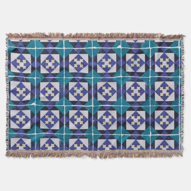 Couverture Carreaux portugais - Azulejo Diamond géométrique (Devant)