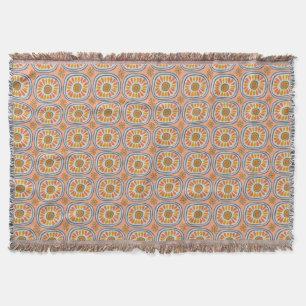 Couverture Carreaux ronds rétro Mexique Motif marguerite