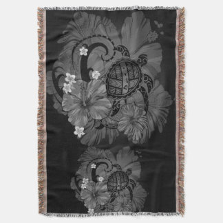 Couverture Carte de l'île d'Hawaii Grosse tortue Hibiscus Plu