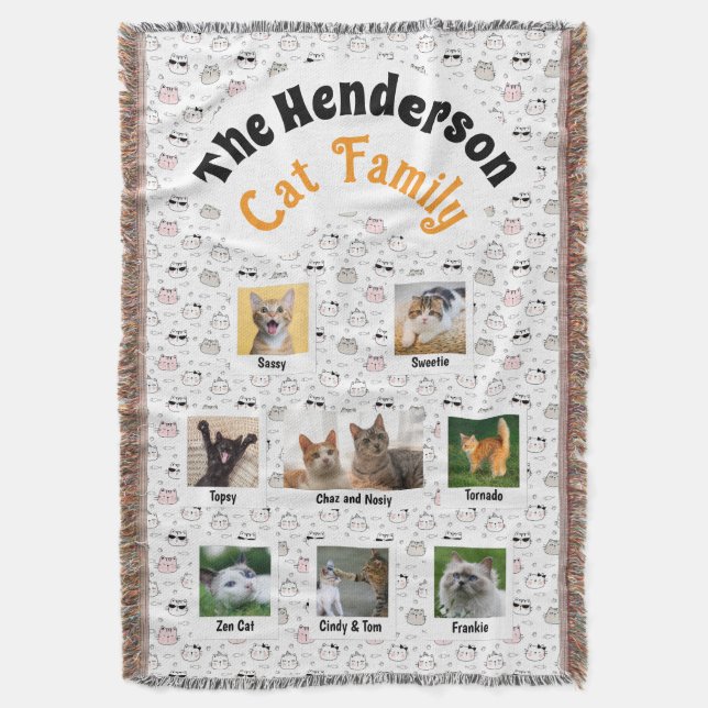 Couverture Cat Family Photo Collage – Cartoon Cat Pattern (devant Vertical)