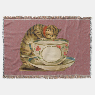 Couverture Cat Teacup Cute Vintage Victorien
