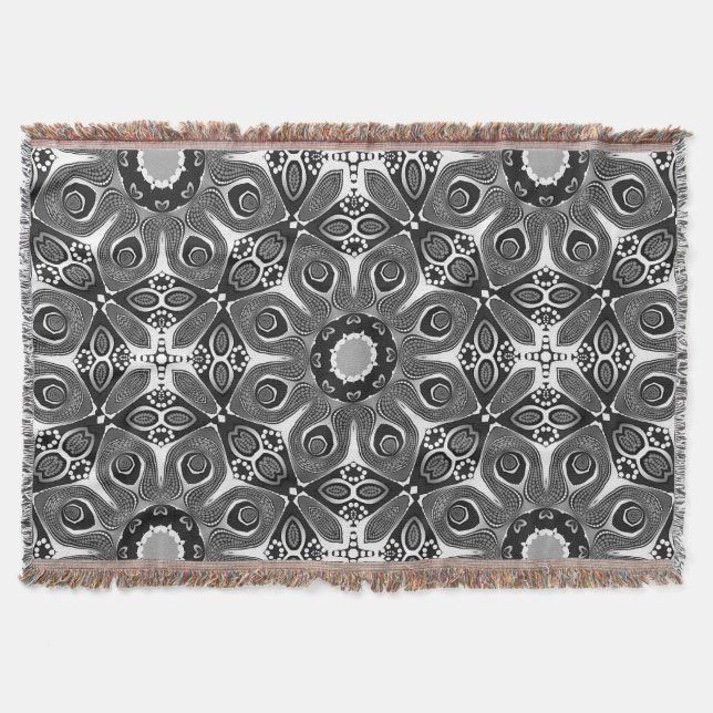 Couverture Cercle de paon blanc noir tissé Lame (Devant)