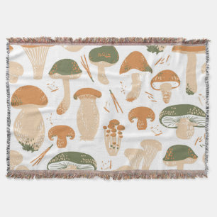 Couverture Champignons comestibles Linocut Motif Vintage
