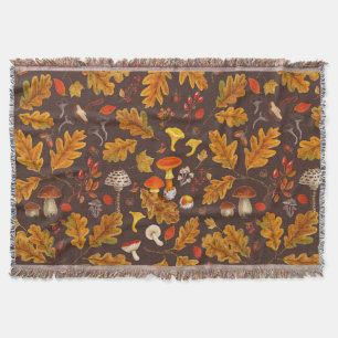 Couverture Champignons forestiers et flore d'automne sur brun