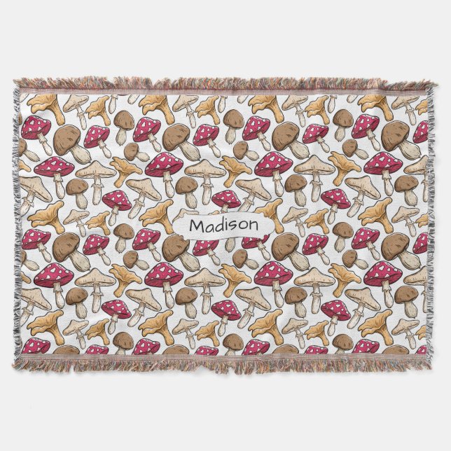Couverture Champignons Motif nom personnalisé jeter couvertur (Devant)