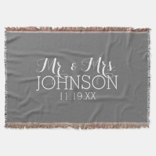 Couverture Charbon de couleur solide - Mr & Mrs Wedding Favor