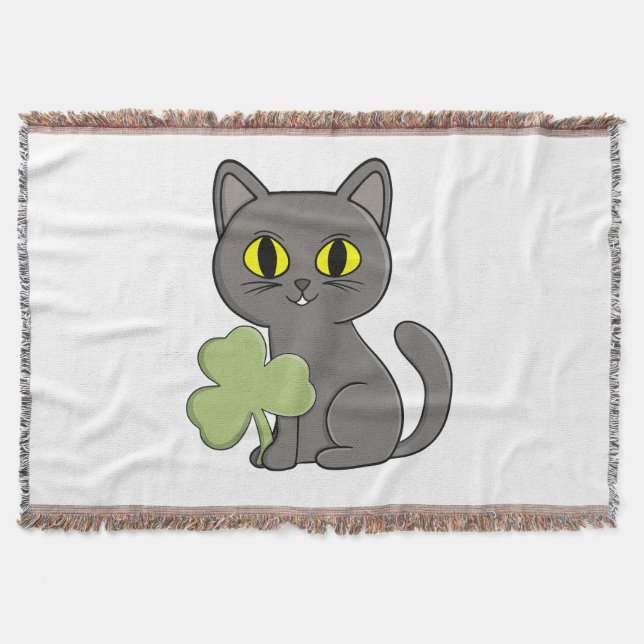 Couverture Charme Trèfle Trilobé Chat Gris (Devant)