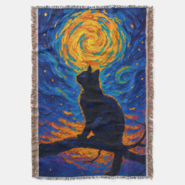 Couverture Chat noir à la manière de Van Gogh contemplant la