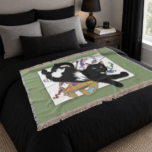 Couverture Chat noir artiste joueur Peinture Humour Vert