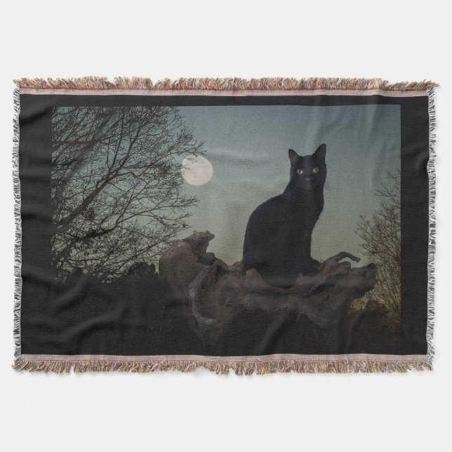 Couverture Chat noir dans un arbre devant une Pleine lune (Devant)