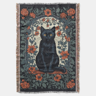 Couverture Chat noir Vintage Floral