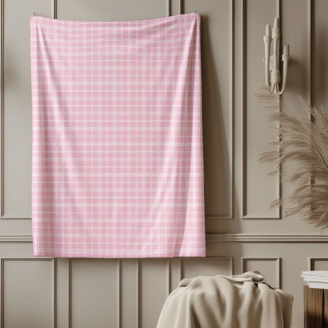 Couverture Chauffante rose Coche Vibes rustiques C (Warm Pink Check Blanket Rustic Cottage Vibes)