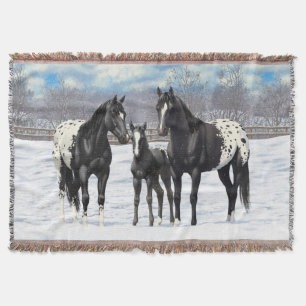 Couverture Chevaux Appaloosa Noir En Neige